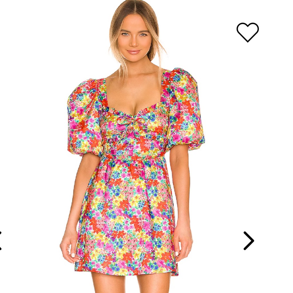 For love and lemons Merrill puff sleeve floral dress XS